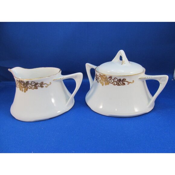 Vintage 1940s Porcelain Creamer and Sugar Bowl Set Signed Z.S.C Bavaria - Picture 13 of 13